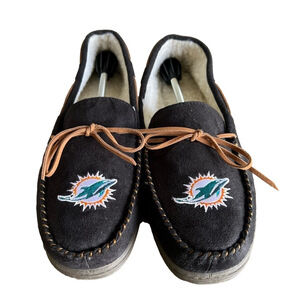 FOCO Lined Miami Dolphin Men’s Slippers Size Large (11-12) #B1894A